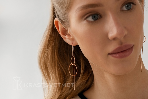 Серьги из красного золота «Два кольца на Кобре»